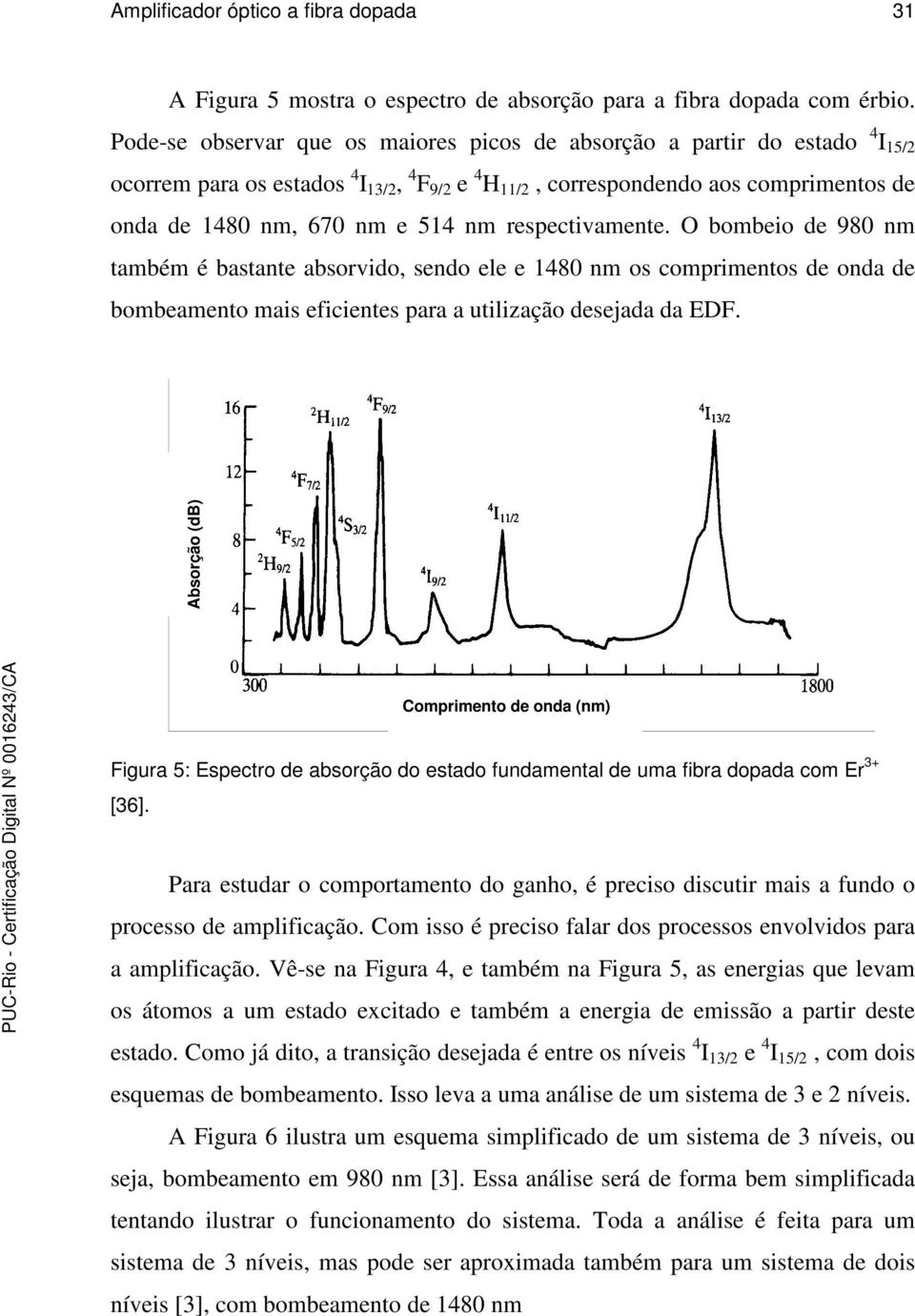 O bombeio de 980 nm também é batante aborvido, endo ele e 80 nm o comrimento de onda de bombeamento mai eficiente ara a utiliação deejada da EDF.