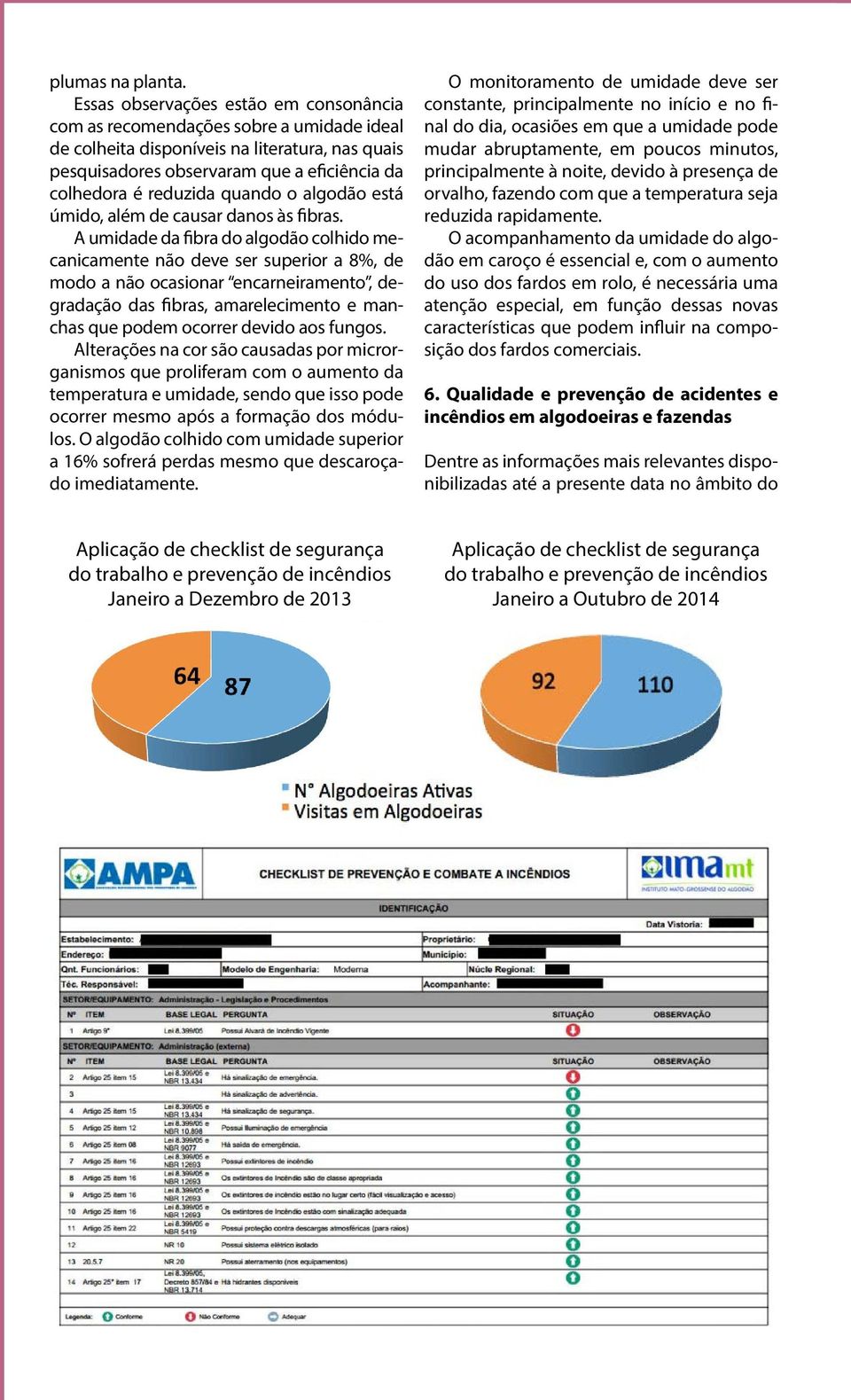 quando o algodão está úmido, além de causar danos às fibras.