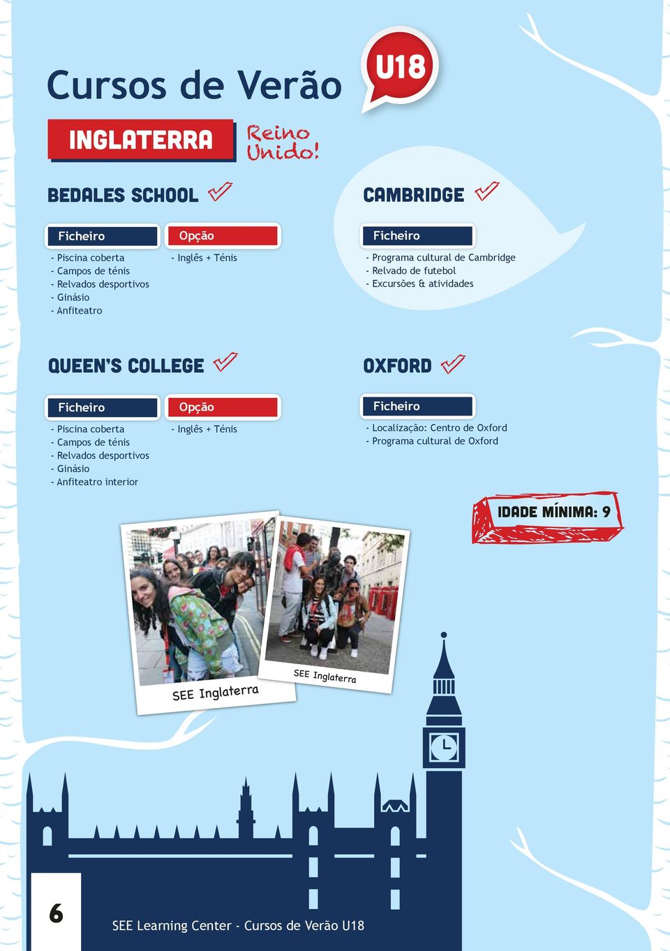 Programa cultural de Cambridge - Relvado de futebol - Excursões & atividades Queen s College Oxford - Piscina coberta - Campos