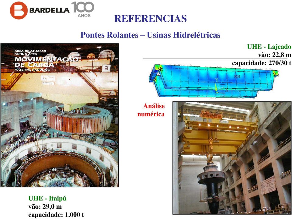 capacidade: 270/30 t Análise numérica