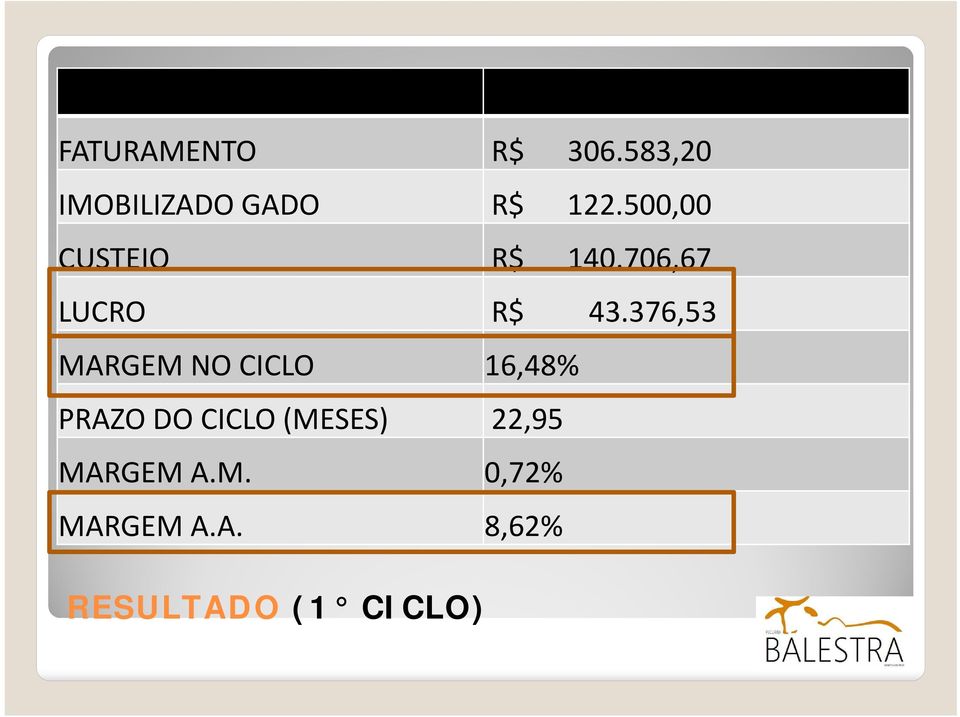 376,53 MARGEM NO CICLO 16,48% PRAZO DO CICLO