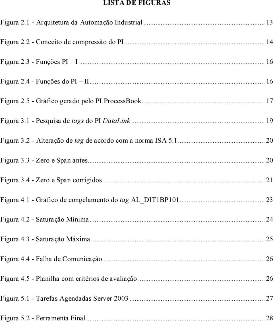 3 - Zero e Span antes... 20 Figura 3.4 - Zero e Span corrigidos... 21 Figura 4.1 - Gráfico de congelamento do tag AL_DIT1BP101... 23 Figura 4.2 - Saturação Mínima... 24 Figura 4.