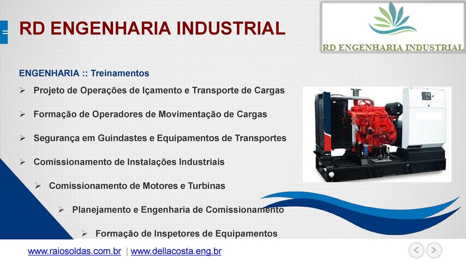 de Transportes Comissionamento de Instalações Industriais Comissionamento de Motores e