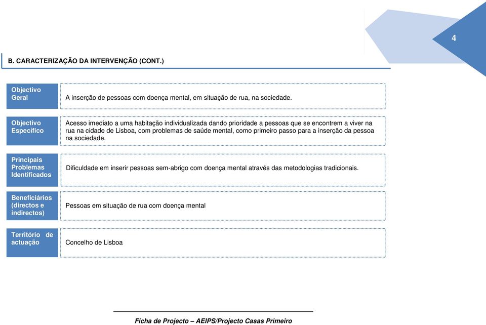 problemas de saúde mental, como primeiro passo para a inserção da pessoa na sociedade.