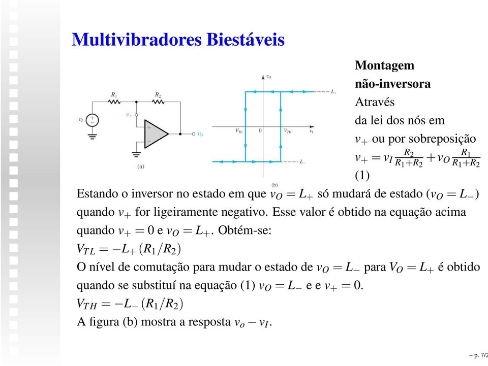 Esse valor é obtido na equação acima quando v + = 0 e v O = L +.