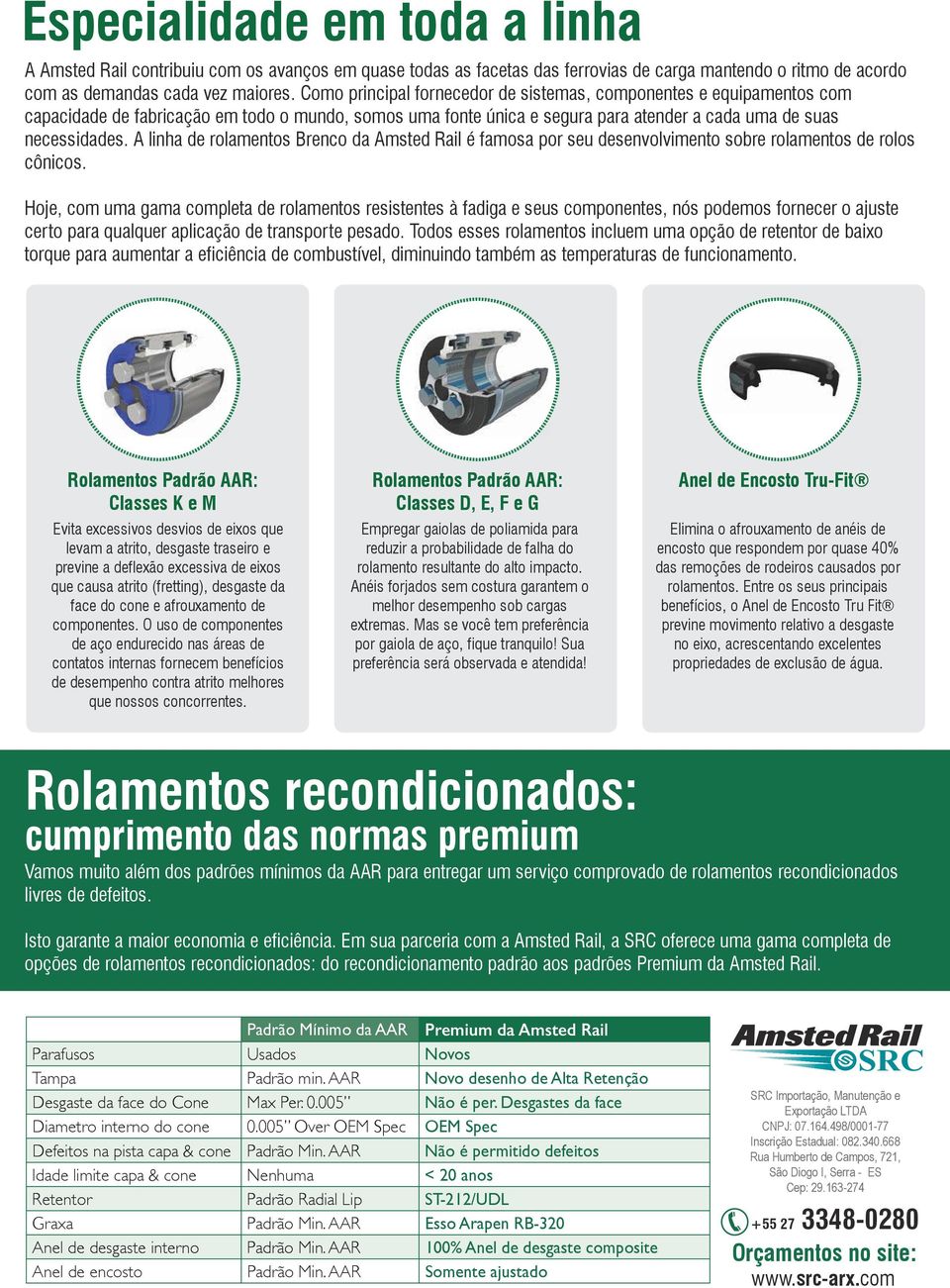 A linha de rolamentos Brenco da Amsted Rail é famosa por seu desenvolvimento sobre rolamentos de rolos cônicos.