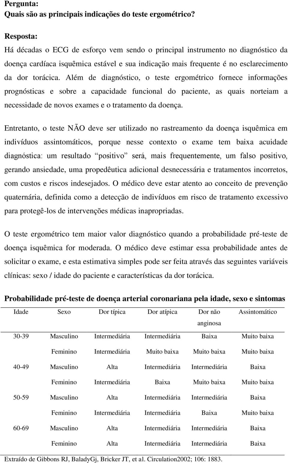 Além de diagnóstico, o teste ergométrico fornece informações prognósticas e sobre a capacidade funcional do paciente, as quais norteiam a necessidade de novos exames e o tratamento da doença.