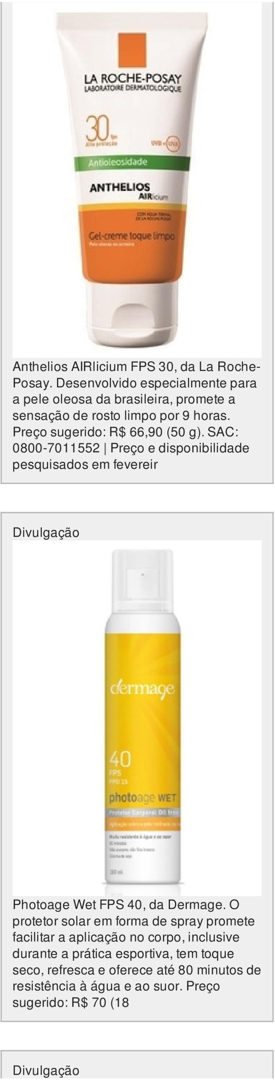 Preço sugerido: R$ 66,90 (50 g).