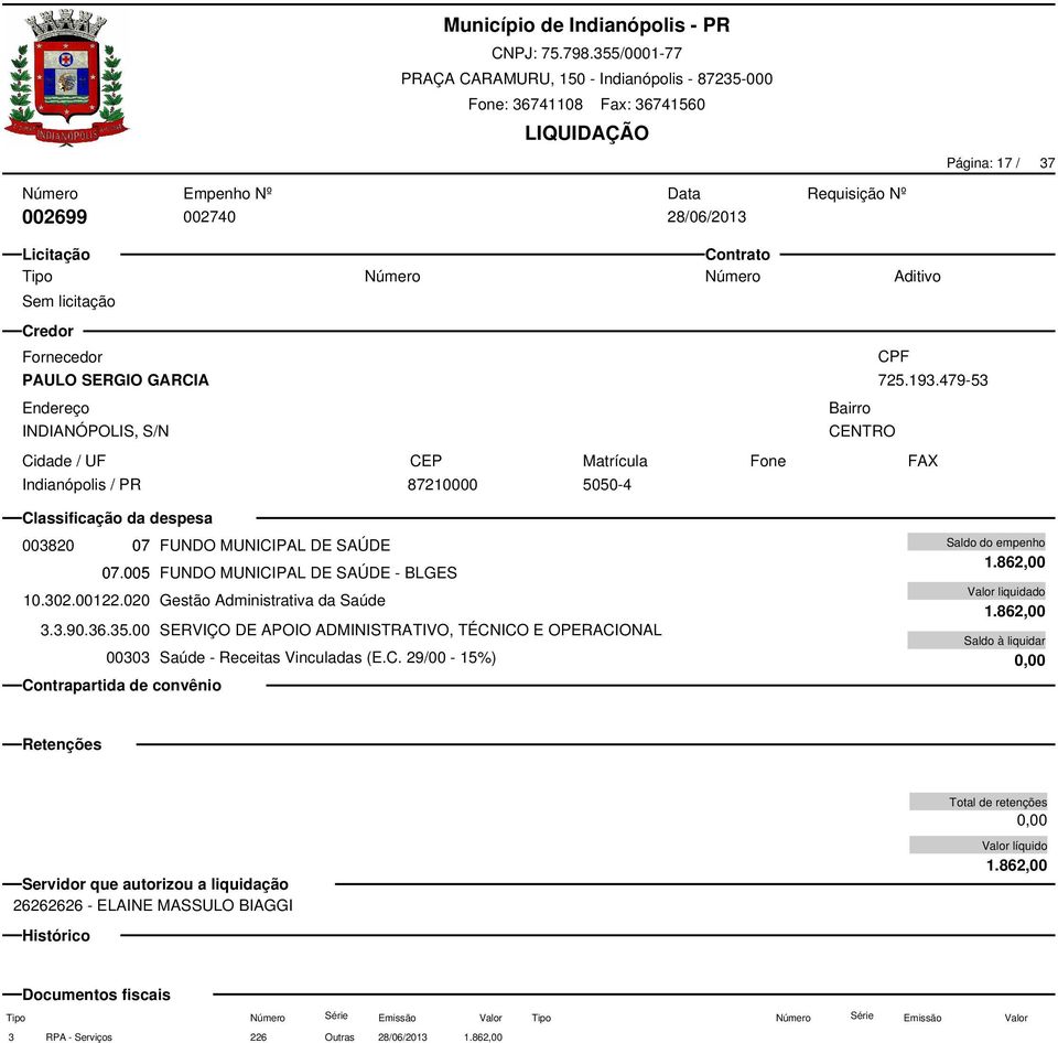 020 Gestão Administrativa da Saúde 3.3.90.36.35.