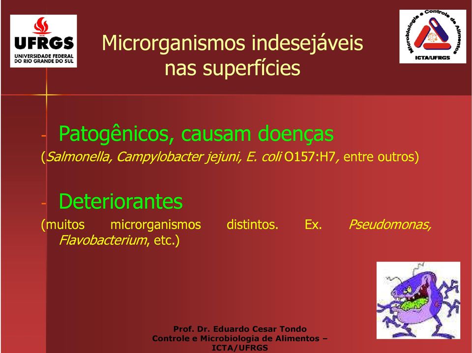 Microrganismos indesejáveis nas superfícies - Patogênicos, causam doenças