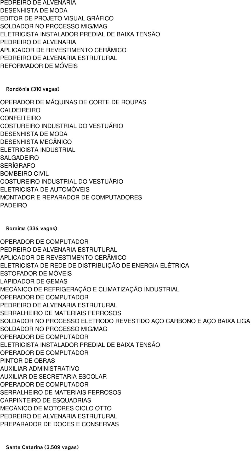 DISTRIBUIÇÃO DE ENERGIA ELÉTRICA ESTOFADOR DE MÓVEIS LAPIDADOR DE GEMAS MECÂNICO DE REFRIGERAÇÃO E CLIMATIZAÇÃO INDUSTRIAL ESTRUTURAL SERRALHEIRO DE MATERIAIS FERROSOS