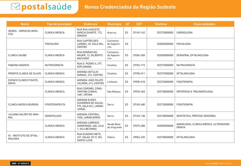 GERIATRIA, OFTALMOLOGIA FABIANA NOENTA NUTRICIONISTA RUA D.