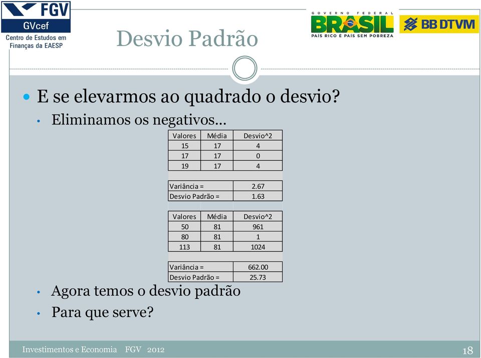 63 Agora temos o desvio padrão Para que serve?