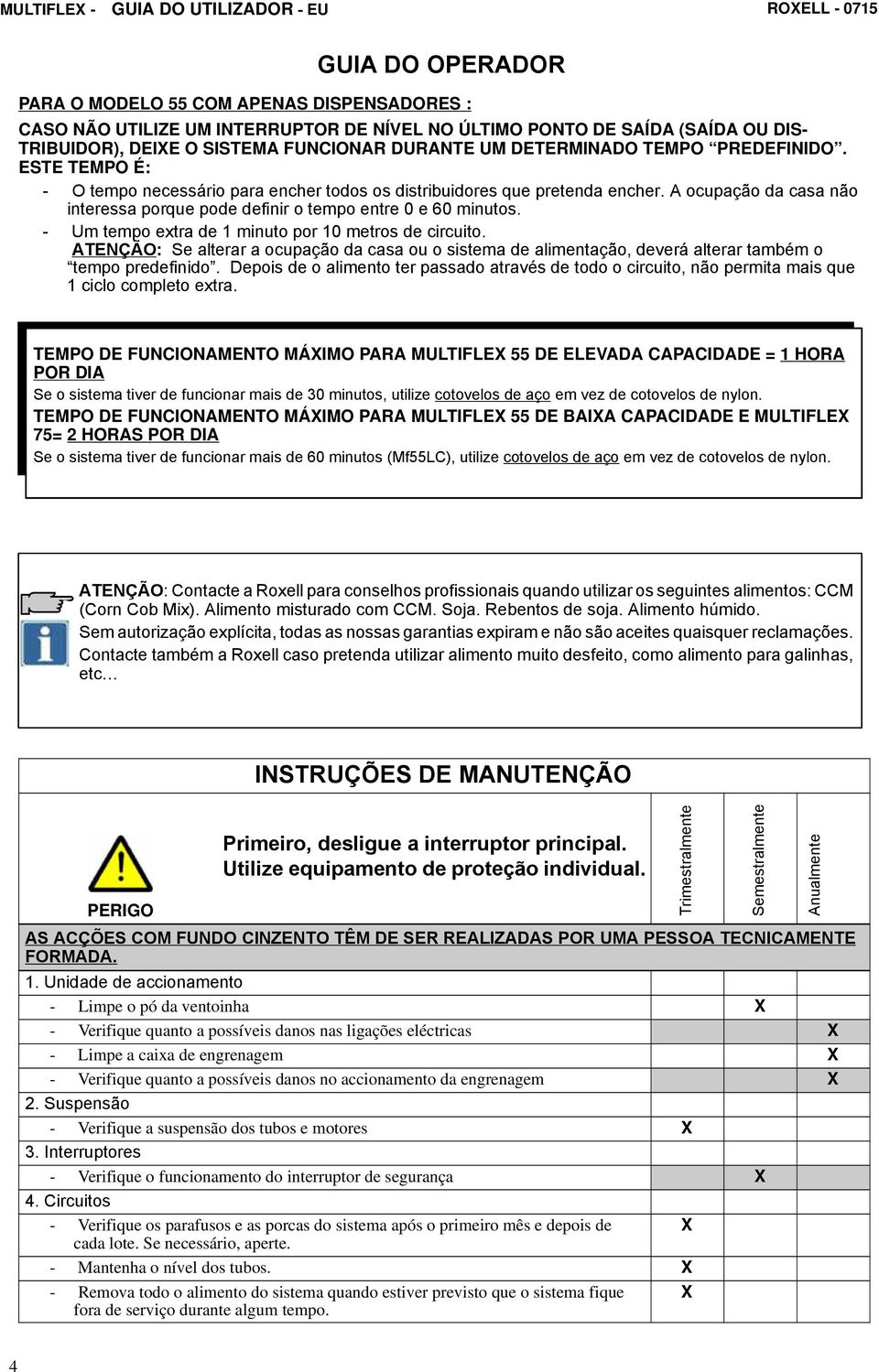 A ocupação da casa não interessa porque pode definir o tempo entre 0 e 60 minutos. - Um tempo extra de 1 minuto por 10 metros de circuito.