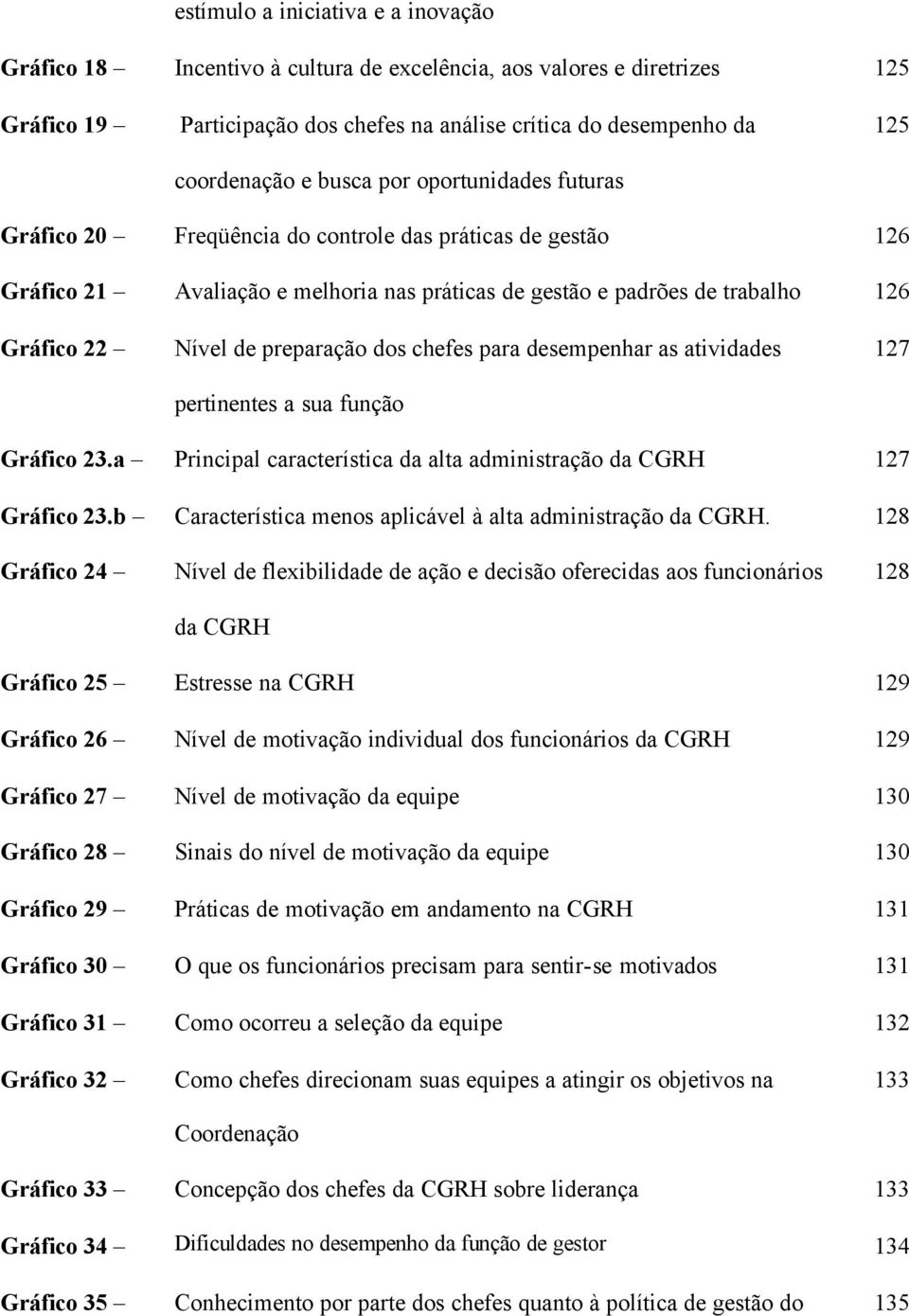 preparação dos chefes para desempenhar as atividades pertinentes a sua função 127 Gráfico 23.a Principal característica da alta administração da CGRH 127 Gráfico 23.