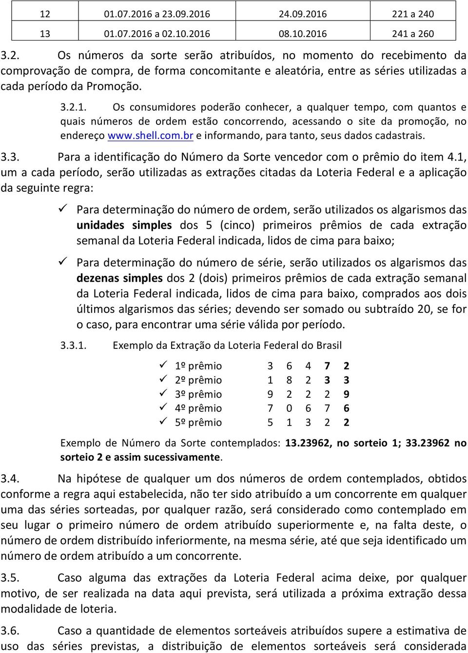 3.3. Para a identificação do Número da Sorte vencedor com o prêmio do item 4.