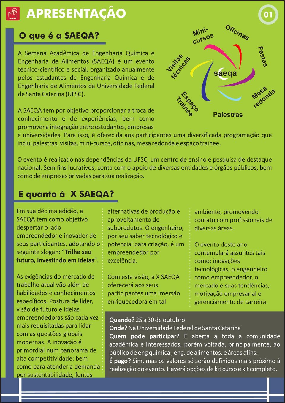 Alimentos da Universidade Federal de Santa Catarina (UFSC).