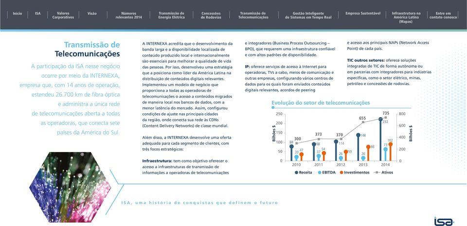 A INTERNEXA acredita que o desenvolvimento da banda larga e a disponibilidade localizada de conteúdo produzido local e internacionalmente são essenciais para melhorar a qualidade de vida das pessoas.