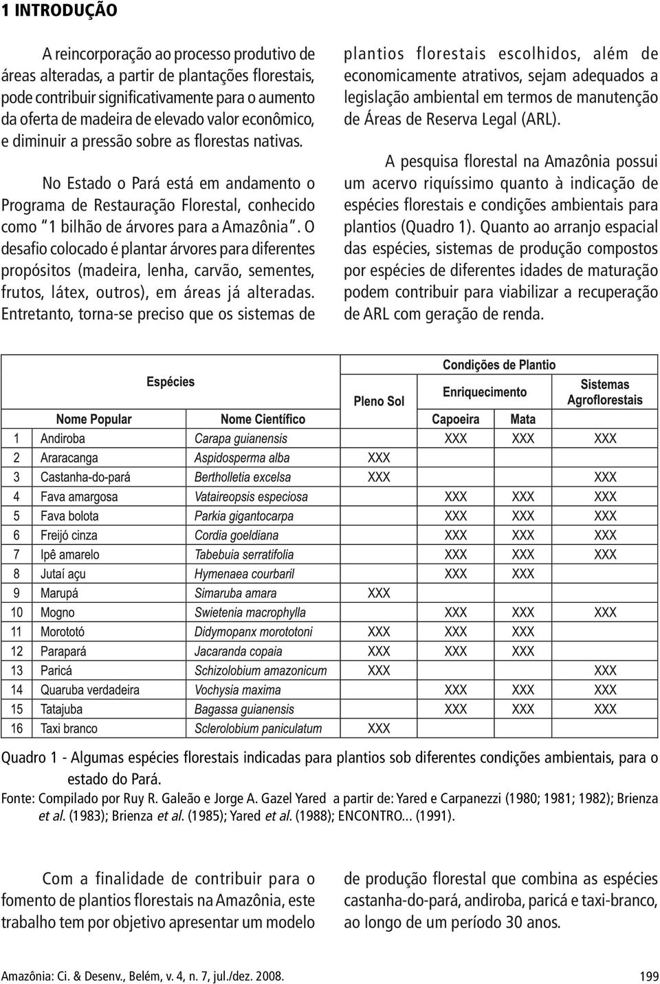 O desafio colocado é plantar árvores para diferentes propósitos (madeira, lenha, carvão, sementes, frutos, látex, outros), em áreas já alteradas.