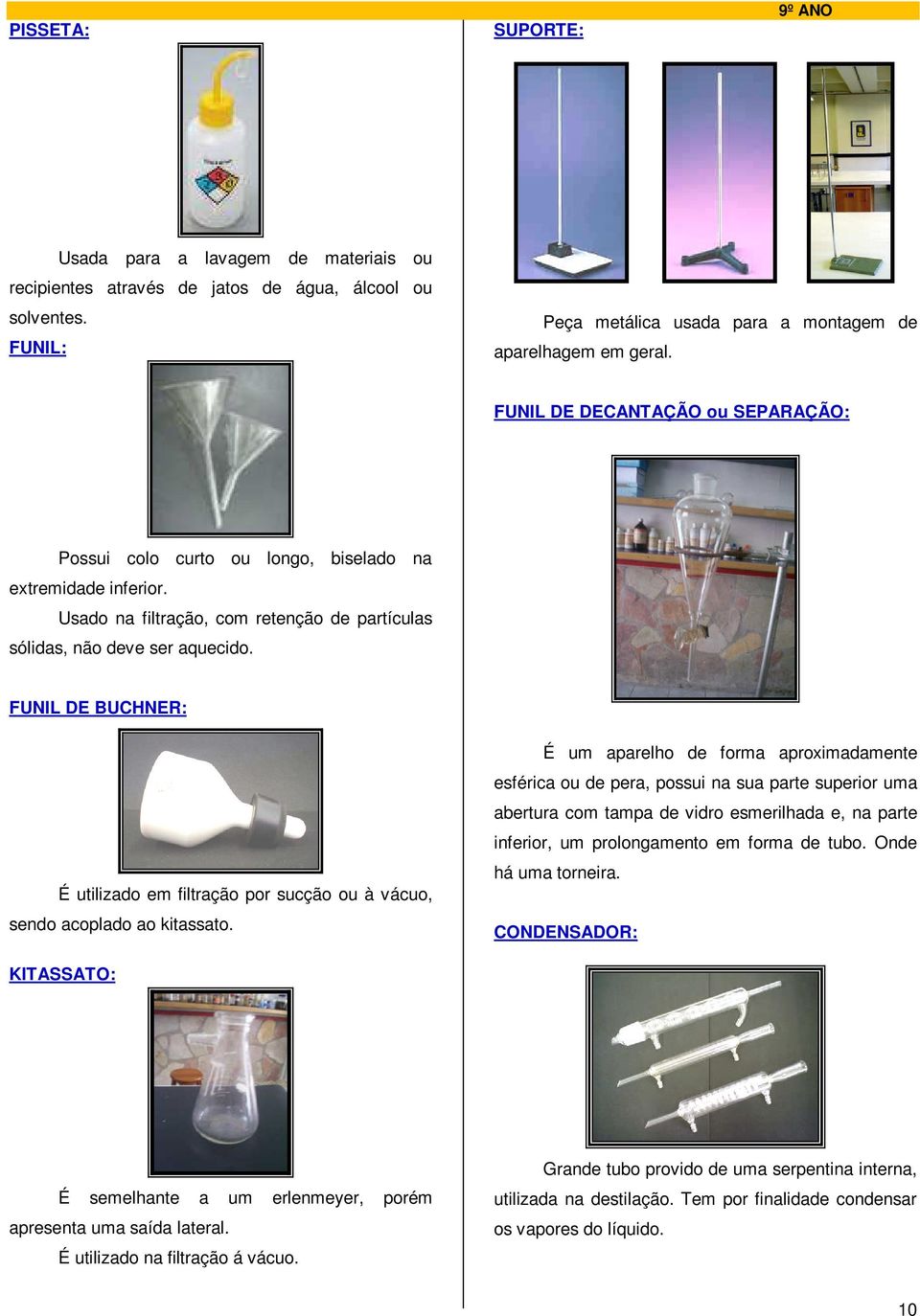 FUNIL DE BUCHNER: É utilizado em filtração por sucção ou à vácuo, sendo acoplado ao kitassato.