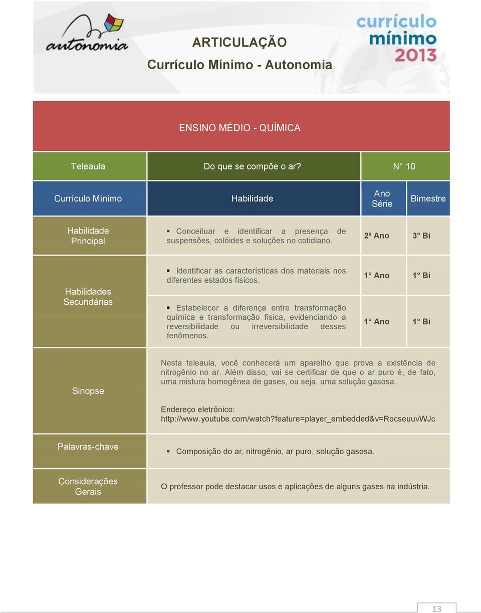 Estabelecer a diferença entre transformação química e transformação física, evidenciando a reversibilidade ou irreversibilidade desses fenômenos.