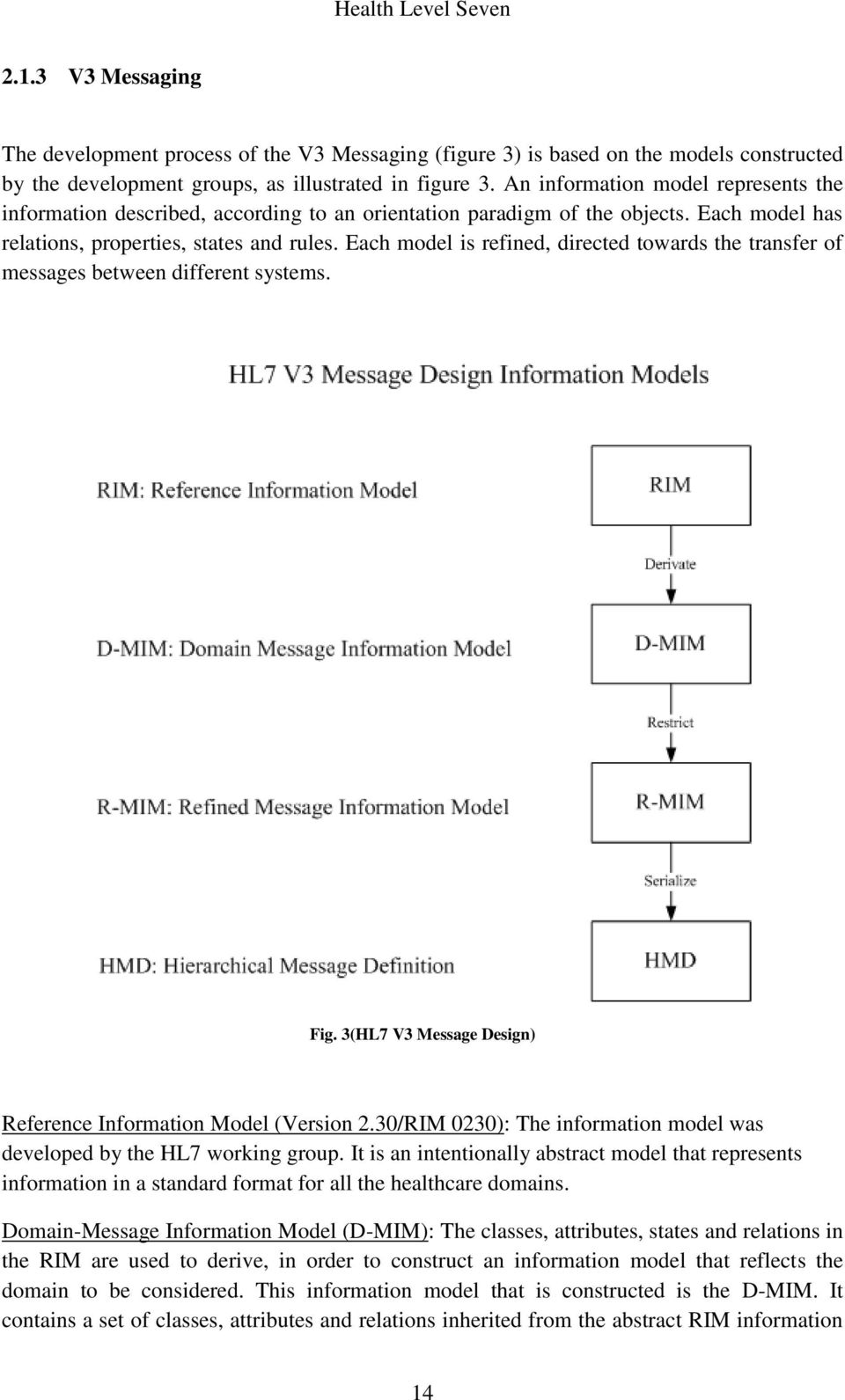 Each model is refined, directed towards the transfer of messages between different systems. Fig. 3(HL7 V3 Message Design) Reference Information Model (Version 2.
