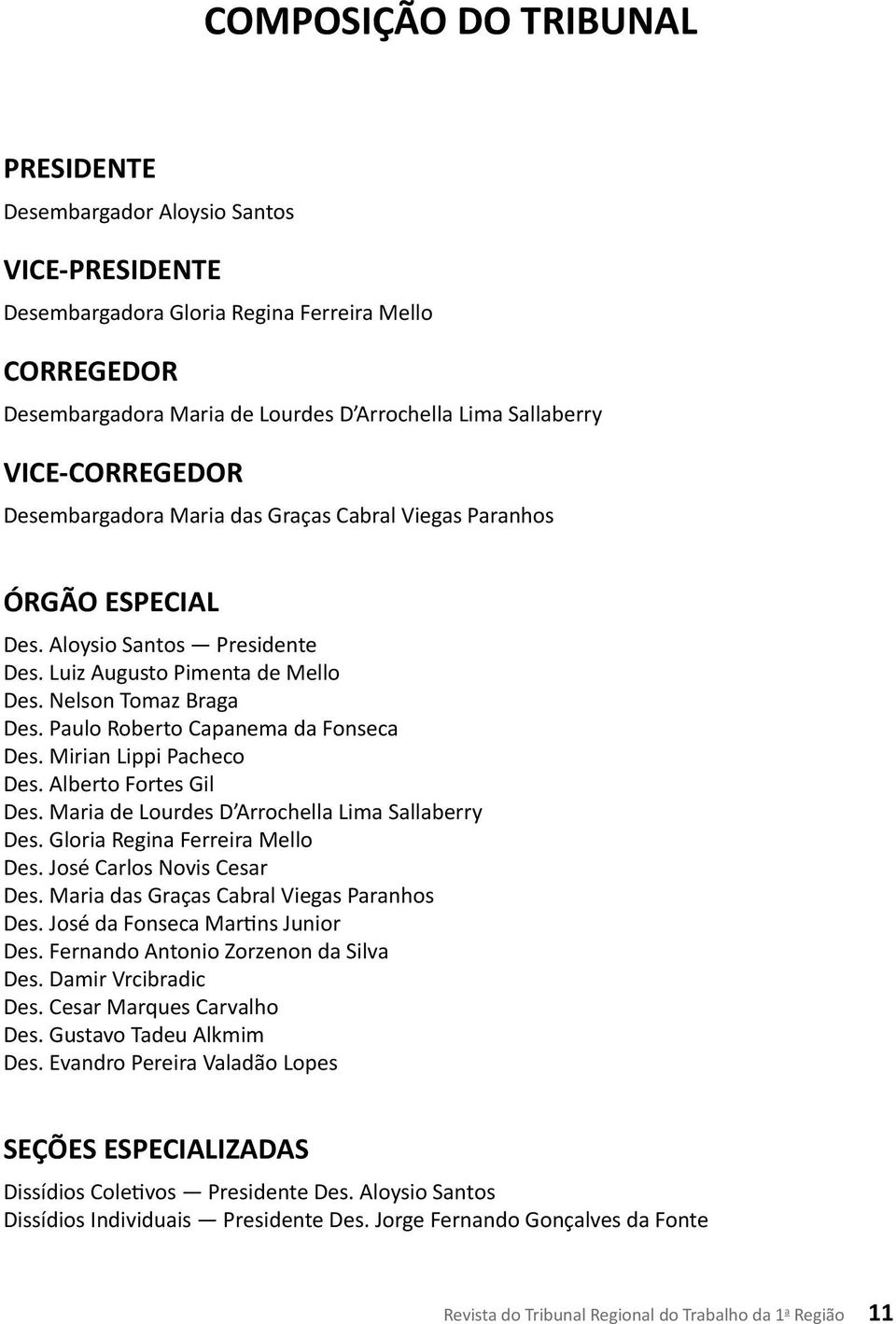 Paulo Roberto Capanema da Fonseca Des. Mirian Lippi Pacheco Des. Alberto Fortes Gil Des. Maria de Lourdes D Arrochella Lima Sallaberry Des. Gloria Regina Ferreira Mello Des.