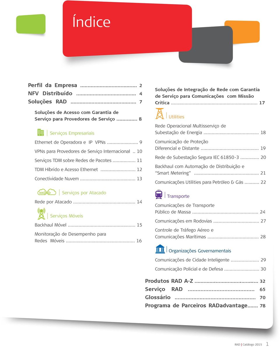 .. 14 Serviços Móveis Backhaul Móvel... 15 Monitoração de Desempenho para Redes Móveis... 16 Soluções de Integração de Rede com Garantia de Serviço para Comunicações com Missão Crítica.