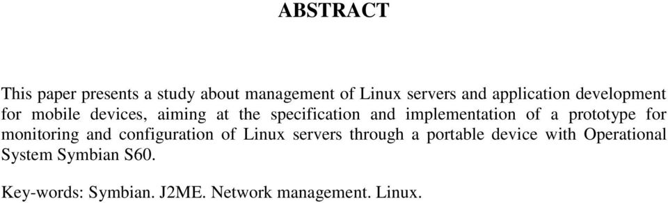 prototype for monitoring and configuration of Linux servers through a portable device