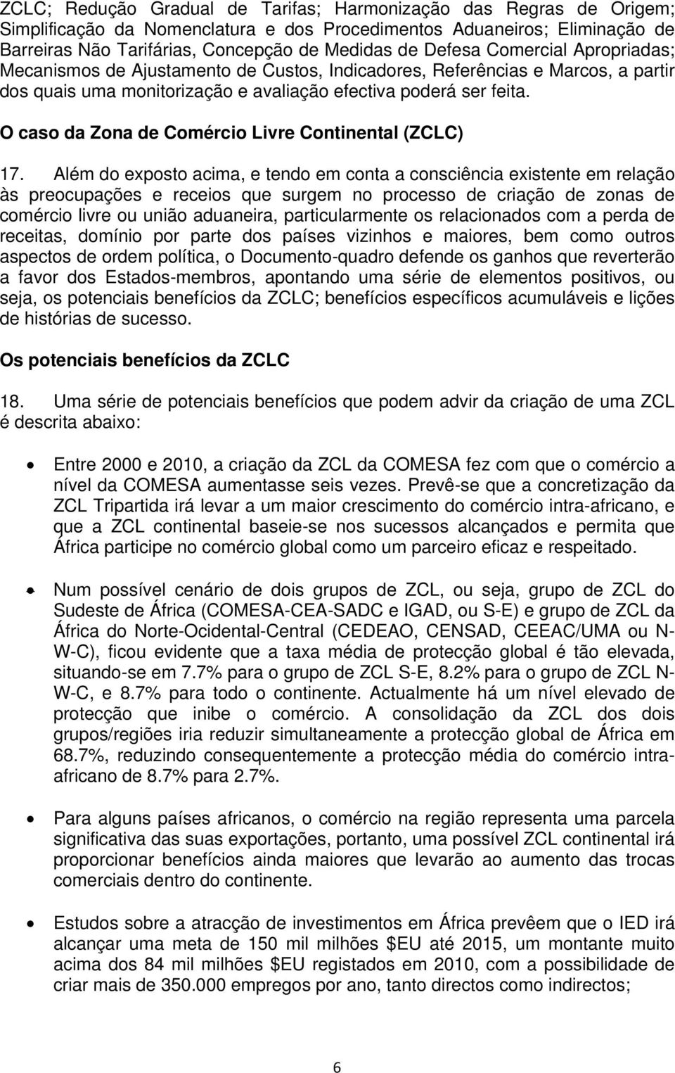 O caso da Zona de Comércio Livre Continental (ZCLC) 17.