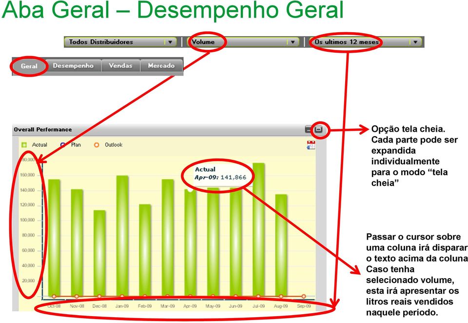 Passar o cursor sobre uma coluna irá disparar o texto acima da