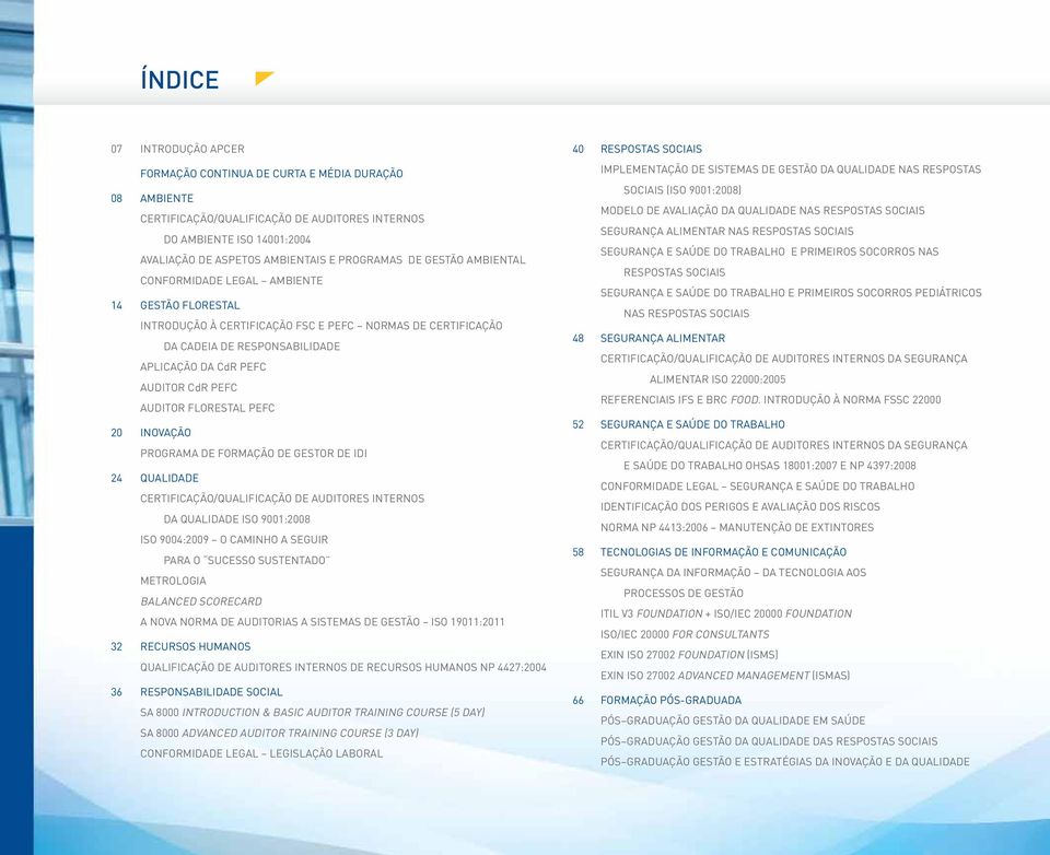 APLICAÇÃO DA CdR PEFC AUDITOR CdR PEFC AUDITOR FLORESTAL PEFC INOVAÇÃO PROGRAMA DE FORMAÇÃO DE GESTOR DE IDI QUALIDADE CERTIFICAÇÃO/QUALIFICAÇÃO DE AUDITORES INTERNOS DA QUALIDADE ISO 9001:2008 ISO