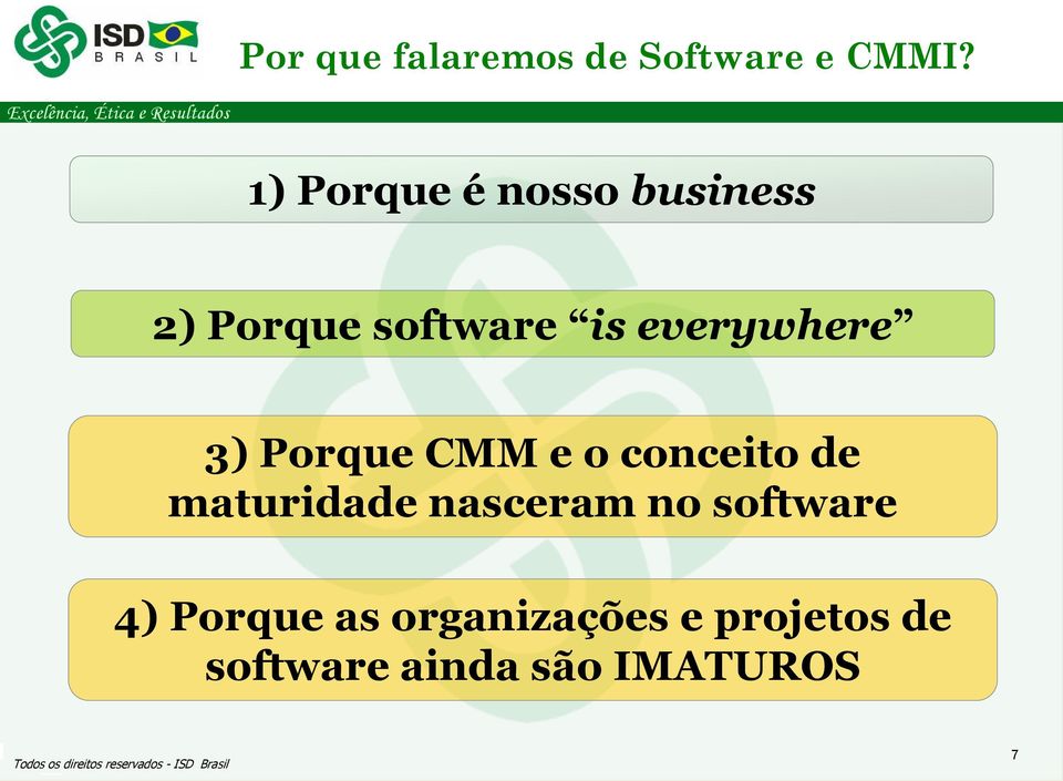 Porque software is everywhere 3) Porque CMM e o conceito de