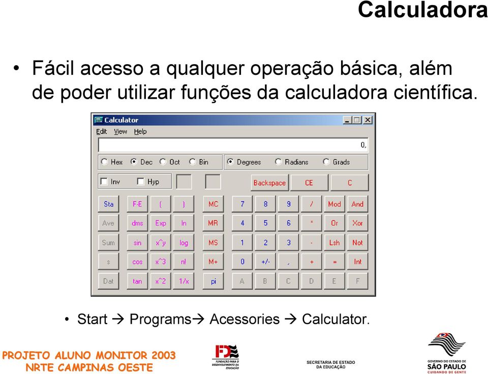 utilizar funções da calculadora