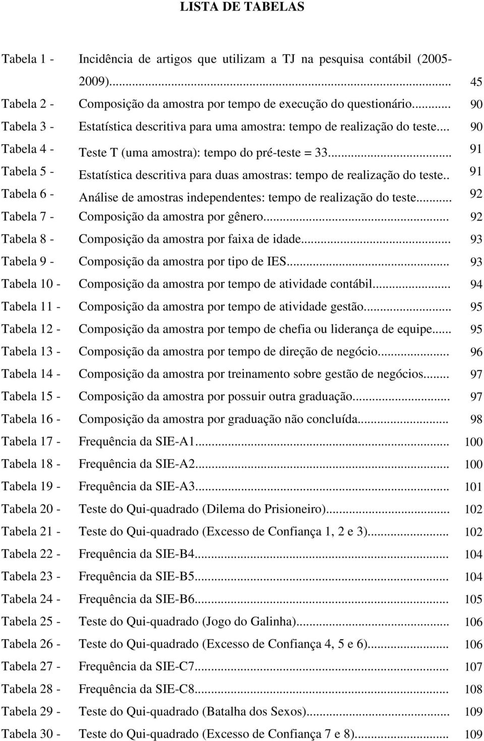 .. 91 Tabela 5 - Estatística descritiva para duas amostras: tempo de realização do teste.. 91 Tabela 6 - Análise de amostras independentes: tempo de realização do teste.