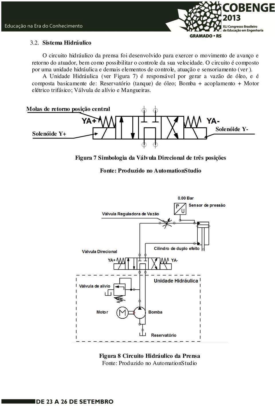 A Unidade Hidráulica (ver Figura 7) é responsável por gerar a vazão de óleo, e é composta basicamente de: Reservatório (tanque) de óleo; Bomba + acoplamento + Motor elétrico trifásico;