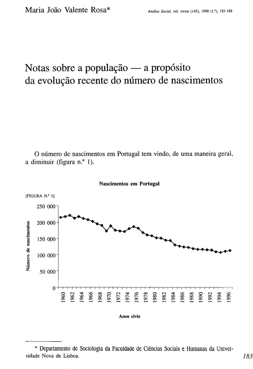 uma maneira geral, a diminuir (figura n. 1). Nascimentos em Portugal [FIGURA N.