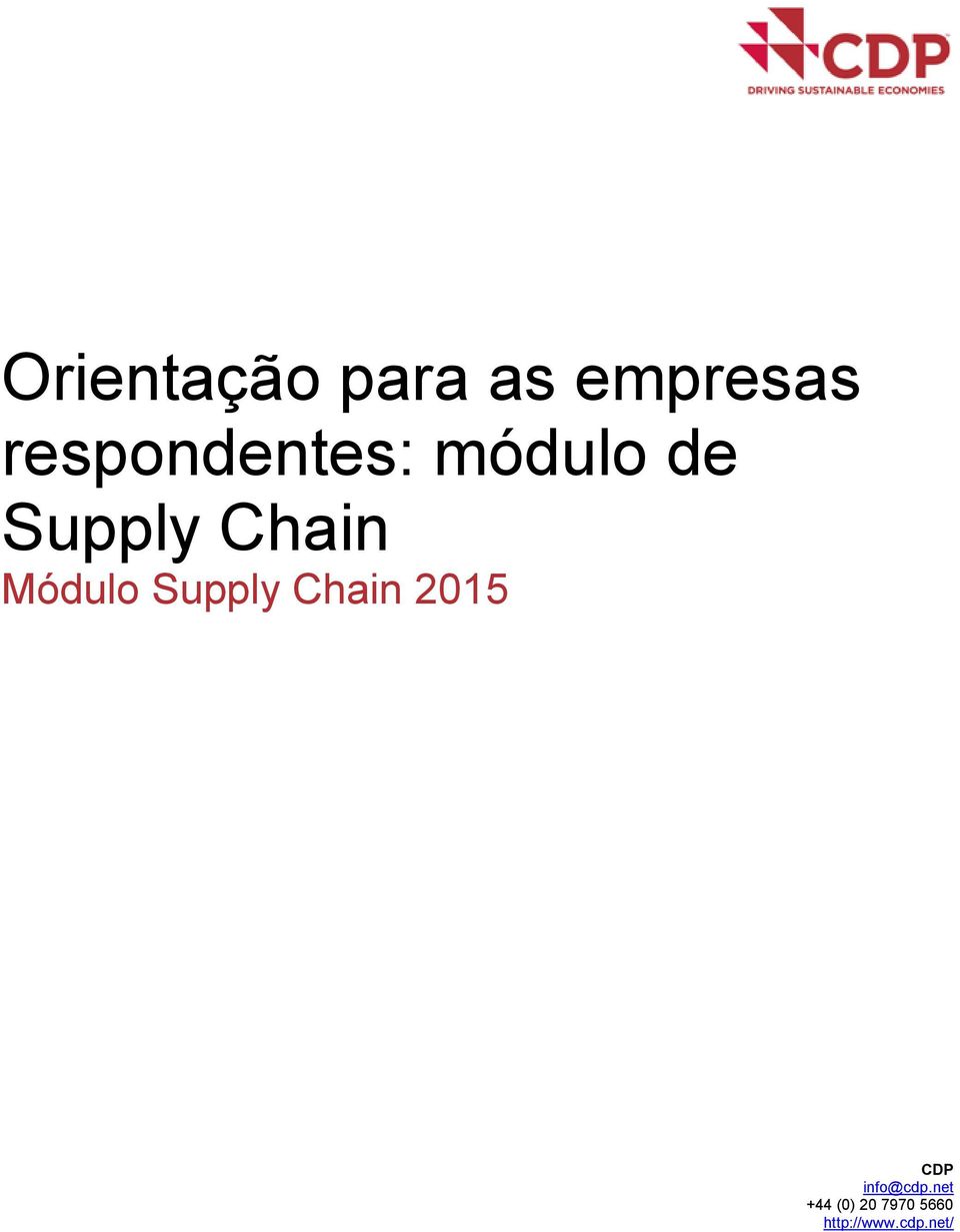 Módulo Supply Chain 2015 CDP