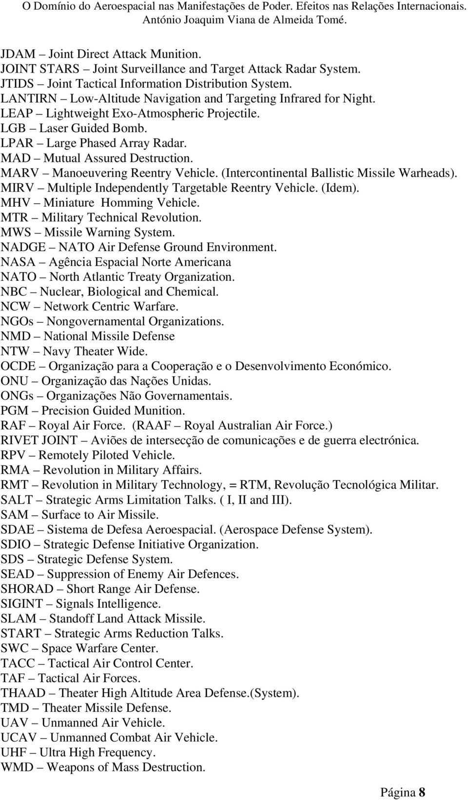 MARV Manoeuvering Reentry Vehicle. (Intercontinental Ballistic Missile Warheads). MIRV Multiple Independently Targetable Reentry Vehicle. (Idem). MHV Miniature Homming Vehicle.