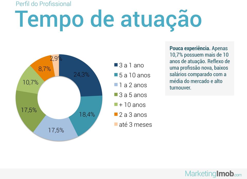 Apenas 10,7% possuem mais de 10 anos de atuação.