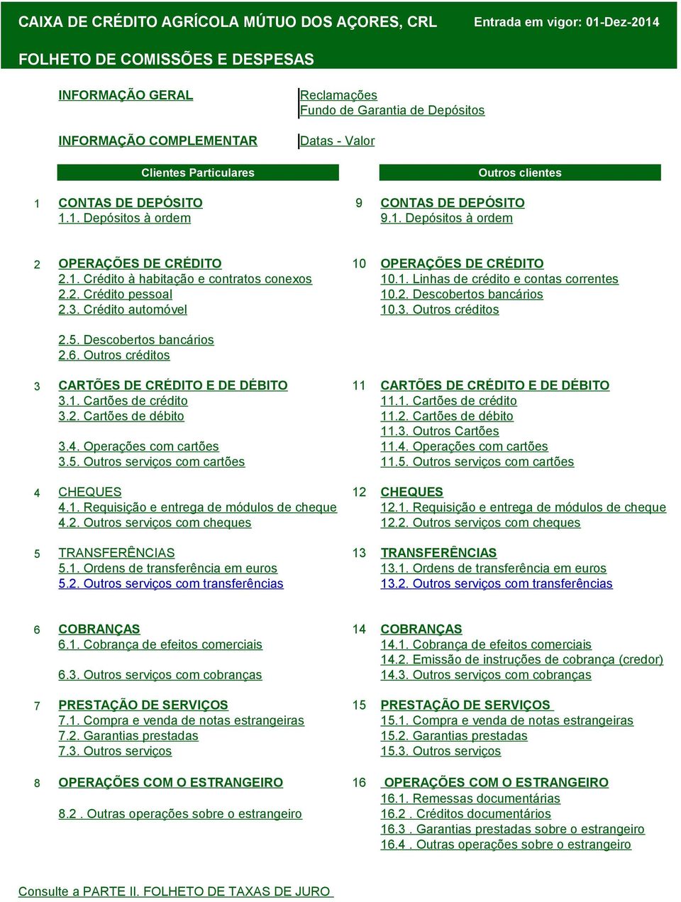 2. Descobertos bancários 2.3. Crédito automóvel 10.3. Outros créditos 2.5. Descobertos bancários 2.6. Outros créditos 3 CARTÕES DE CRÉDITO E DE DÉBITO 11 CARTÕES DE CRÉDITO E DE DÉBITO 3.1. Cartões de crédito 11.