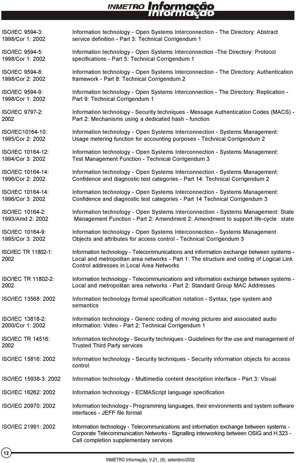 Interconnection - The Directory: Authentication 1998/Cor 2: 2002 framework - Part 8: Technical Corrigendum 2 ISO/IEC 9594-9: Information technology - Open Systems Interconnection - The Directory: