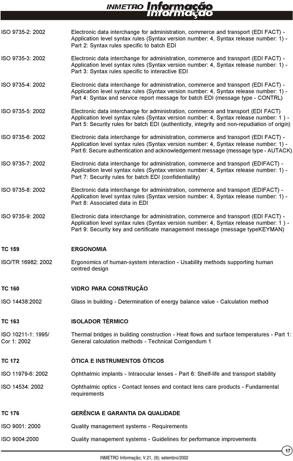 Syntax release number: 1) - Part 3: Syntax rules specific to interactive EDI ISO 9735-4: 2002 Electronic data interchange for administration, commerce and transport (EDI FACT) - Application level