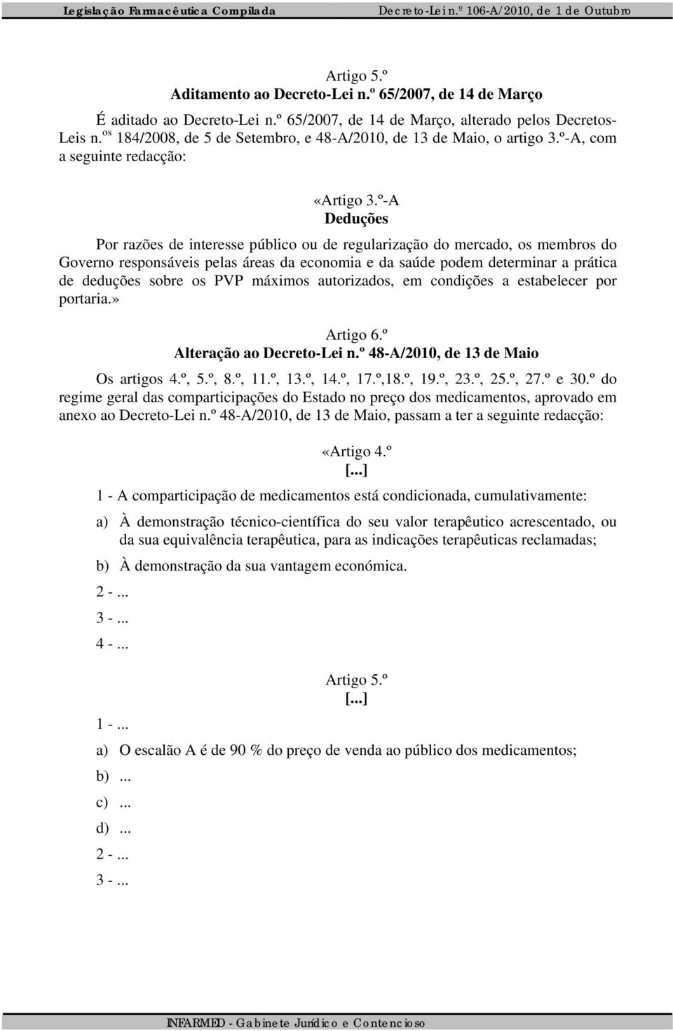 º-A Deduções Por razões de interesse público ou de regularização do mercado, os membros do Governo responsáveis pelas áreas da economia e da saúde podem determinar a prática de deduções sobre os PVP