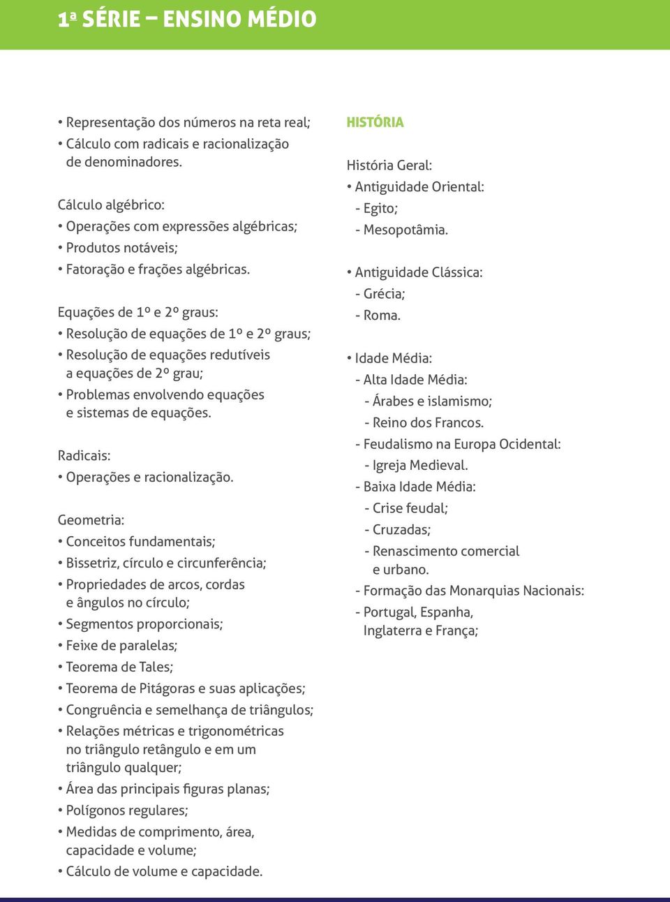 Equações de 1º e 2º graus: Resolução de equações de 1º e 2º graus; Resolução de equações redutíveis a equações de 2º grau; Problemas envolvendo equações e sistemas de equações.