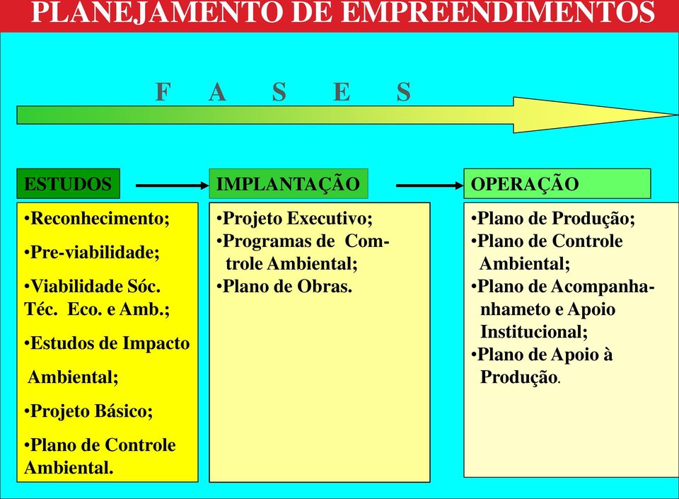 ; Estudos de Impacto Ambiental; Projeto Básico; Plano de Controle Ambiental.