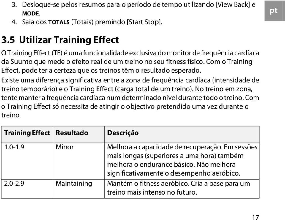 Com o Training Effect, pode ter a certeza que os treinos têm o resultado esperado.