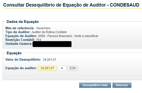 Análise dos Auditores Exemplo 02: Equação 0690 - Passivo