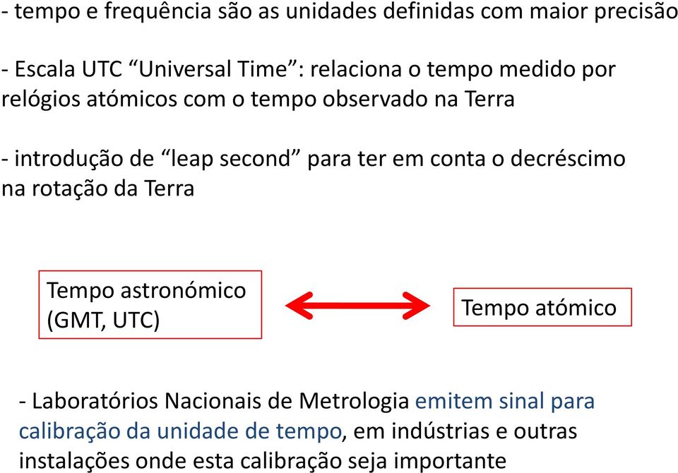 decréscimo na rotação da Terra Tempo astronómico (GMT, UTC) Tempo atómico - Laboratórios Nacionais de Metrologia