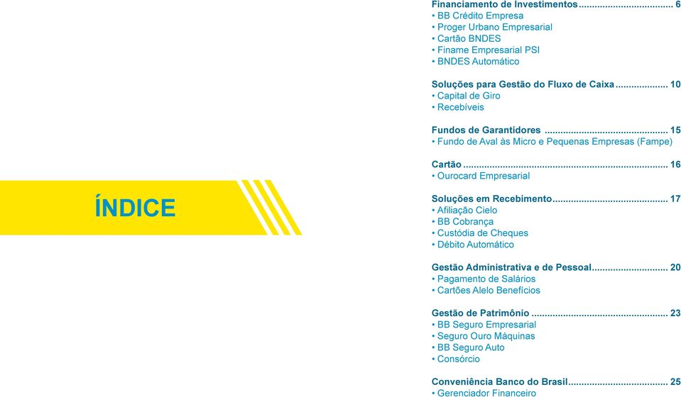 .. 10 Capital de Giro Recebíveis Fundos de Garantidores... 15 Fundo de Aval às Micro e Pequenas Empresas (Fampe) Cartão.